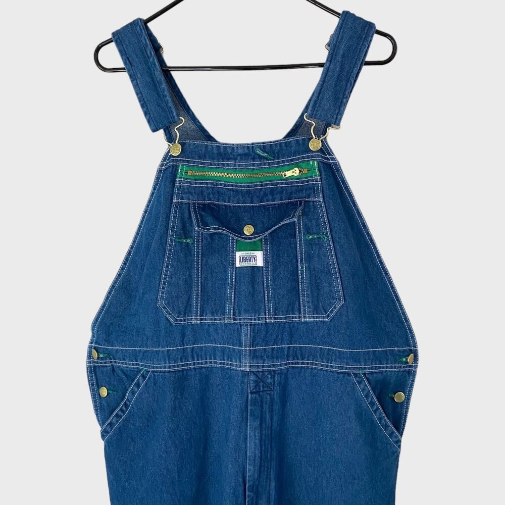 Liberty Stonewashed Denim Bib Overalls Blue Men's Size 38X30 Carpenter Workwear - Picture 5 of 13